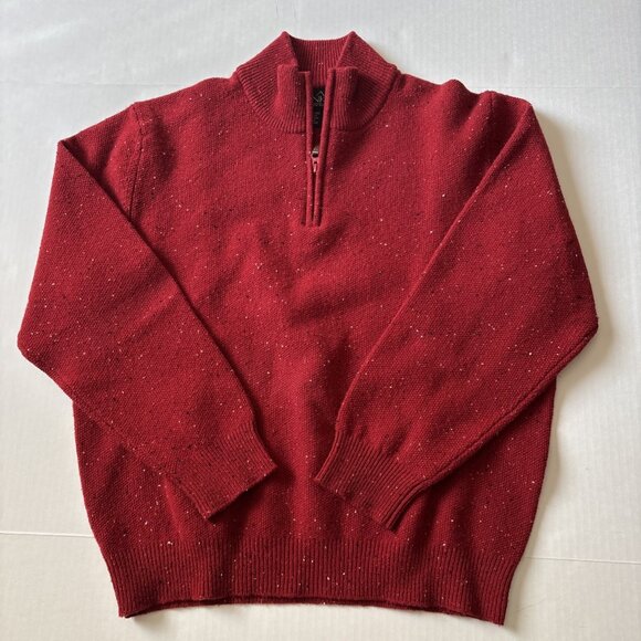 Jos A Bank Red Speckled V-neck Lambswool Sweater Size Large - Picture 1 of 7